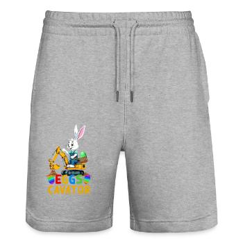 Funny Easter Saying Easter Bunny Excavator Driver - Stanley/Stella Trainer Unisex Organic Jogging Shorts - heather grey - Front - Nik (191cm) & Marisol (170cm)