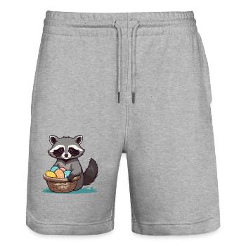 Lustiges Waschbär Osterhasen Niedliches Design - Stanley/Stella Unisex Bio Joggingshorts Trainer  - Grau meliert - Vorne - Nik (191cm) & Marisol (170cm)