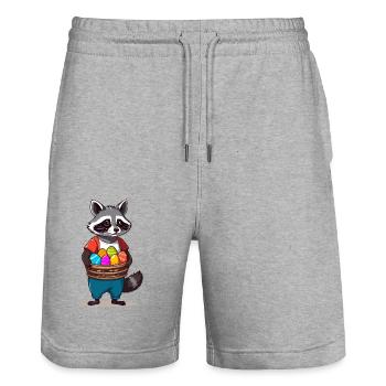 Funny Raccoon Costume Cute Easter Eggs - Stanley/Stella Trainer Unisex Organic Jogging Shorts - heather grey - Front - Nik (191cm) & Marisol (170cm)