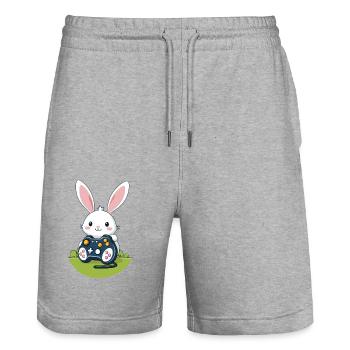 Lapin de Pâques Gamer et Design de streetwear de jeu - Short de jogging bio TRAINER Stanley/Stella unisexe - gris chiné - Devant - Nik (191cm) & Marisol (170cm)