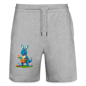 Iconic Easter Dinosaur Dinosaur Easter Bunny - Stanley/Stella Trainer Unisex Organic Jogging Shorts - heather grey - Front - Nik (191cm) & Marisol (170cm)