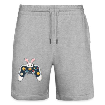 Lapin de Pâques Gamer Iconic Gaming Streetwear - Short de jogging bio TRAINER Stanley/Stella unisexe - gris chiné - Devant - Nik (191cm) & Marisol (170cm)