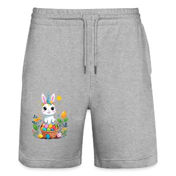 Funny Unicorn Easter Bunny Cute Easter Unicorn - Stanley/Stella Trainer Unisex Organic Jogging Shorts - heather grey - Front - Nik (191cm) & Marisol (170cm)
