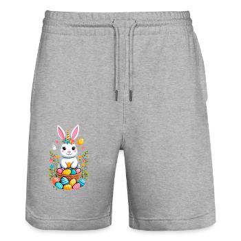 Funny Unicorn Easter Bunny Cute Easter Unicorn - Stanley/Stella Trainer Unisex Organic Jogging Shorts - heather grey - Front - Nik (191cm) & Marisol (170cm)