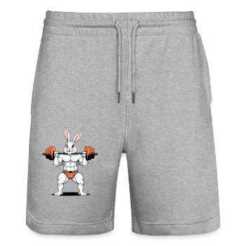 Easter Bunny Body Building Animal Funny Workout - Stanley/Stella Trainer Unisex Organic Jogging Shorts - heather grey - Front - Nik (191cm) & Marisol (170cm)