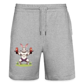 Easter Bunny Funny Bodybuilder Fitness Motivation - Stanley/Stella Trainer Unisex Organic Jogging Shorts - heather grey - Front - Nik (191cm) & Marisol (170cm)