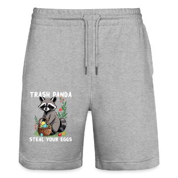 Funny Raccoon Saying Easter Bunny Design - Stanley/Stella Trainer Unisex Organic Jogging Shorts - heather grey - Front - Nik (191cm) & Marisol (170cm)