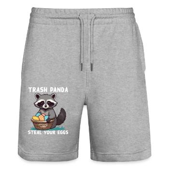Lustiger Waschbär Osterhasen Ostern Spruch - Stanley/Stella Unisex Bio Joggingshorts Trainer  - Grau meliert - Vorne - Nik (191cm) & Marisol (170cm)