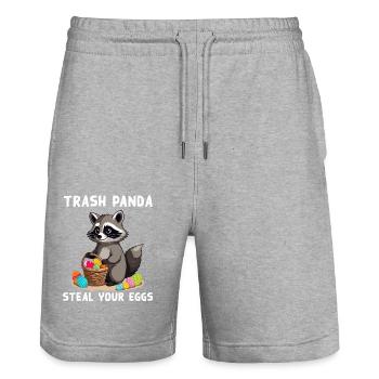 Funny Raccoon Saying Raccoon Easter Bunny - Stanley/Stella Trainer Unisex Organic Jogging Shorts - heather grey - Front - Nik (191cm) & Marisol (170cm)