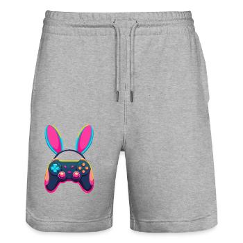 Osterhase Gamer & Gaming Streetwear Ikonisches - Stanley/Stella Unisex Bio Joggingshorts Trainer  - Grau meliert - Vorne - Nik (191cm) & Marisol (170cm)