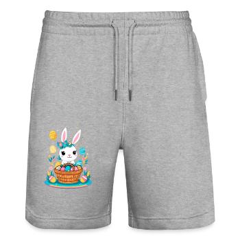 Lustiges Einhorn Osterhase Süßes Ostereinhorn - Stanley/Stella Unisex Bio Joggingshorts Trainer  - Grau meliert - Vorne - Nik (191cm) & Marisol (170cm)