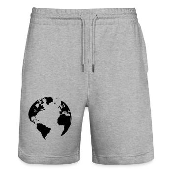 Mutter Erde - Stanley/Stella Unisex Bio Joggingshorts Trainer  - Grau meliert - Vorne - Nik (191cm) & Marisol (170cm)