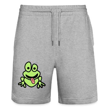 Frosch mit Zunge - Stanley/Stella Unisex Bio Joggingshorts Trainer  - Grau meliert - Vorne - Nik (191cm) & Marisol (170cm)