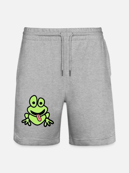 Frog with tongue - Stanley/Stella Trainer Unisex Organic Jogging Shorts - heather grey