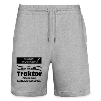 Traktor , Trecker , Landmaschine , Nobody (25) - Stanley/Stella Unisex Bio Joggingshorts Trainer  - Grau meliert - Vorne - Nik (191cm) & Marisol (170cm)