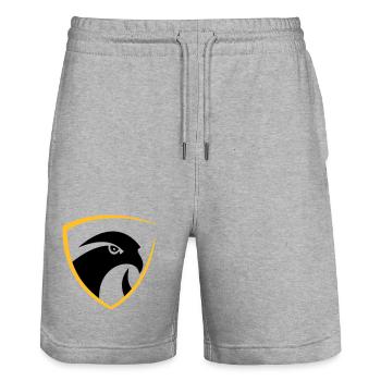 Logo Falcon - Short de jogging bio TRAINER Stanley/Stella unisexe - gris chiné - Devant - Nik (191cm) & Marisol (170cm)