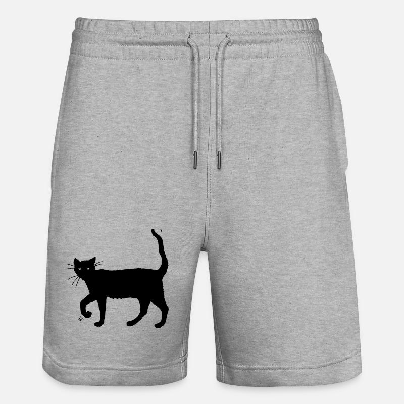 Chat noir - Short de jogging bio TRAINER Stanley/Stella unisexe - gris chiné