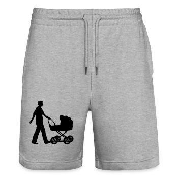 vater kind kinderwagen - Stanley/Stella Unisex Bio Joggingshorts Trainer  - Grau meliert - Vorne - Nik (191cm) & Marisol (170cm)