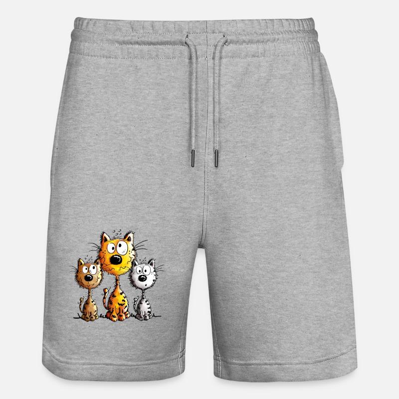 Trois meilleurs amis - Chat - Chats - Cadeau - Short de jogging bio TRAINER Stanley/Stella unisexe - gris chiné