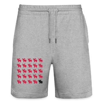 Elch Elche Muster I Weihnachten - Stanley/Stella Unisex Bio Joggingshorts Trainer  - Grau meliert - Vorne - Nik (191cm) & Marisol (170cm)