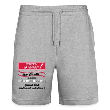 Fanfahrenzug, Spielmannszug,Nobody is perfect(25) - Stanley/Stella Unisex Bio Joggingshorts Trainer  - Grau meliert - Vorne - Nik (191cm) & Marisol (170cm)