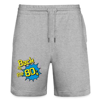 80s party Back to the 80s, 80s cult ... (25) - Stanley/Stella Trainer Unisex Organic Jogging Shorts - heather grey - Front - Nik (191cm) & Marisol (170cm)