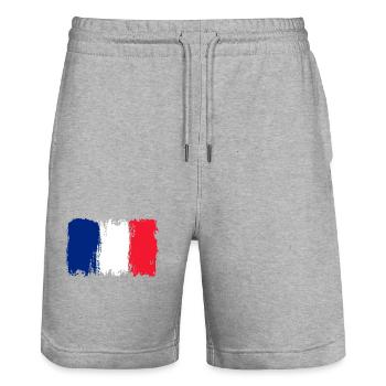 Drapeau Bleu Blanc Rouge Brush - Short de jogging bio TRAINER Stanley/Stella unisexe - gris chiné - Devant - Nik (191cm) & Marisol (170cm)