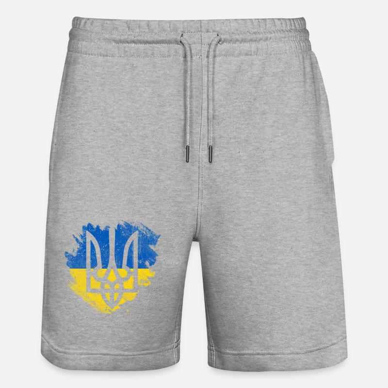 Drapeau trident ukrainien Brush - Short de jogging bio TRAINER Stanley/Stella unisexe - gris chiné