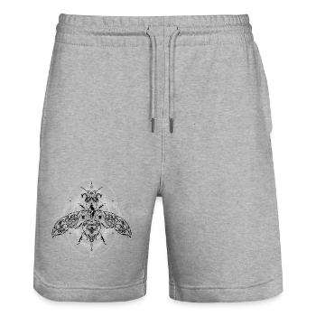 Motif géométriquement psychédélique d’insectes - Short de jogging bio TRAINER Stanley/Stella unisexe - gris chiné - Devant - Nik (191cm) & Marisol (170cm)