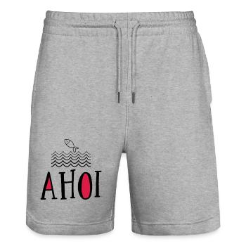 Ahoi - Stanley/Stella Unisex Bio Joggingshorts Trainer  - Grau meliert - Vorne - Nik (191cm) & Marisol (170cm)