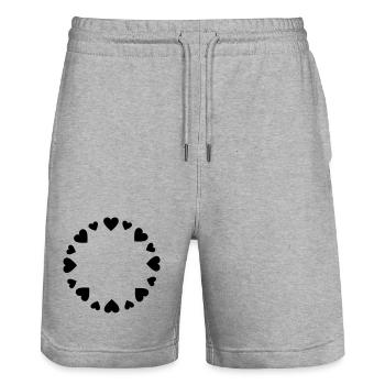 Herzen kreisen groß klein klein - Stanley/Stella Unisex Bio Joggingshorts Trainer  - Grau meliert - Vorne - Nik (191cm) & Marisol (170cm)