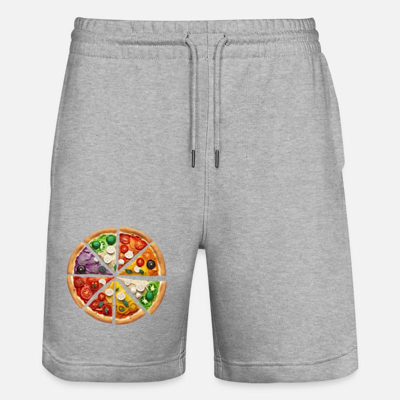 Regenbogenpizza Segmente - Stanley/Stella Unisex Bio Joggingshorts Trainer  - Grau meliert