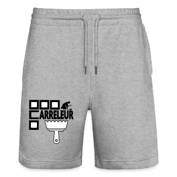 Carreleur - Short de jogging bio TRAINER Stanley/Stella unisexe - gris chiné - Devant - Nik (191cm) & Marisol (170cm)
