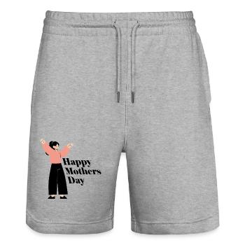 Happy Mothers Day - Stanley/Stella Unisex Bio Joggingshorts Trainer  - Grau meliert - Vorne - Nik (191cm) & Marisol (170cm)