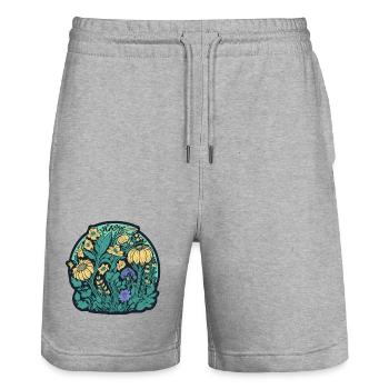 Flowers Artdeco - Stanley/Stella Trainer Unisex Organic Jogging Shorts - heather grey - Front - Nik (191cm) & Marisol (170cm)