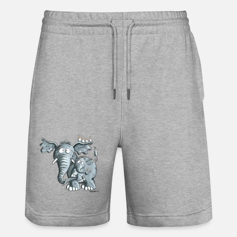 Maman éléphant et bébé éléphant - Short de jogging bio TRAINER Stanley/Stella unisexe - gris chiné