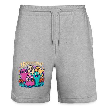 Ghosts - Stanley/Stella Trainer Unisex Organic Jogging Shorts - heather grey - Front - Nik (191cm) & Marisol (170cm)