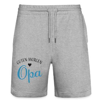 Guten Morgen Opa - Stanley/Stella Unisex Bio Joggingshorts Trainer  - Grau meliert - Vorne - Nik (191cm) & Marisol (170cm)