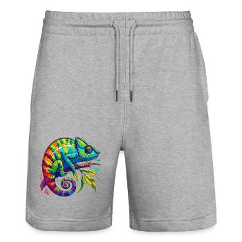 Chameleon - Stanley/Stella Trainer Unisex Organic Jogging Shorts - heather grey - Front - Nik (191cm) & Marisol (170cm)