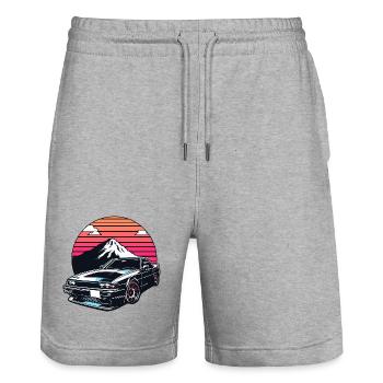 JDM car Japanese Retro Car Racing Drifting Legend - Stanley/Stella Trainer Unisex Organic Jogging Shorts - heather grey - Front - Nik (191cm) & Marisol (170cm)