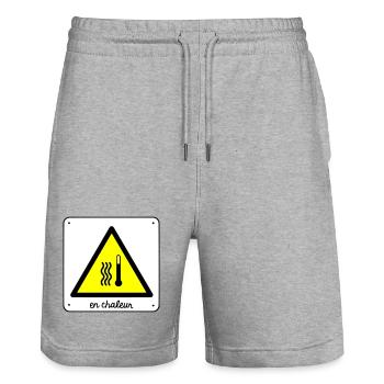 En chaleur - Short de jogging bio TRAINER Stanley/Stella unisexe - gris chiné - Devant - Nik (191cm) & Marisol (170cm)
