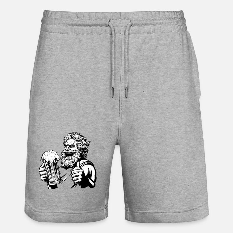 Zeus mit Bier - Stanley/Stella Unisex Bio Joggingshorts Trainer  - Grau meliert