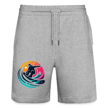 Snowboard - A snowboarder's passion - Stanley/Stella Trainer Unisex Organic Jogging Shorts - heather grey - Front - Nik (191cm) & Marisol (170cm)