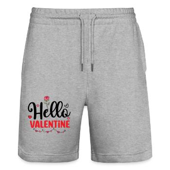 Conception romantique de coeur floral de la Saint-Valentin - Short de jogging bio TRAINER Stanley/Stella unisexe - gris chiné - Devant - Nik (191cm) & Marisol (170cm)