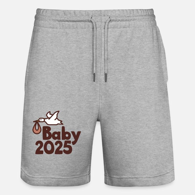 Bébé cigogne 2025 - Short de jogging bio TRAINER Stanley/Stella unisexe - gris chiné