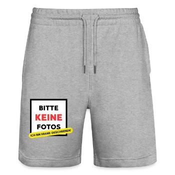 Please no photos, I'm on sick leave! Party - Stanley/Stella Trainer Unisex Organic Jogging Shorts - heather grey - Front - Nik (191cm) & Marisol (170cm)