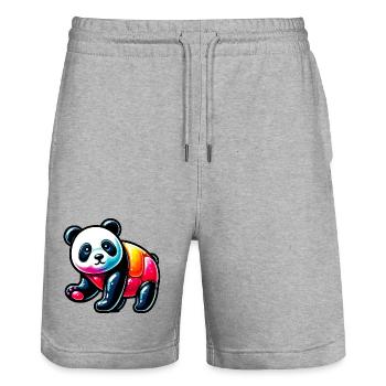 Panda - Stanley/Stella Trainer Unisex Organic Jogging Shorts - heather grey - Front - Nik (191cm) & Marisol (170cm)