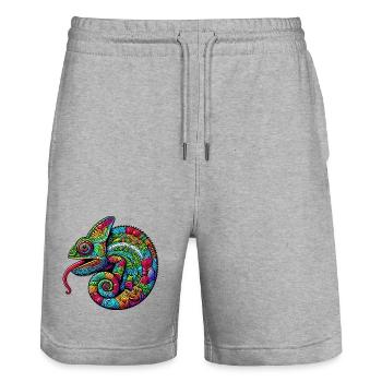 Chameleon - Stanley/Stella Trainer Unisex Organic Jogging Shorts - heather grey - Front - Nik (191cm) & Marisol (170cm)
