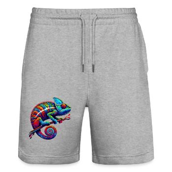 Chameleon - Stanley/Stella Trainer Unisex Organic Jogging Shorts - heather grey - Front - Nik (191cm) & Marisol (170cm)