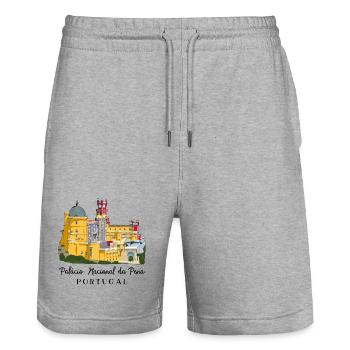 Portugal, Schloss Sintra, Pena Palast, Zeichnung - Stanley/Stella Unisex Bio Joggingshorts Trainer  - Grau meliert - Vorne - Nik (191cm) & Marisol (170cm)
